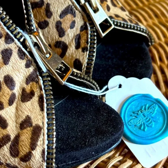 CARLOS LEOPARD COW HIDE ZIPPER HEEL - Picture 3 of 7